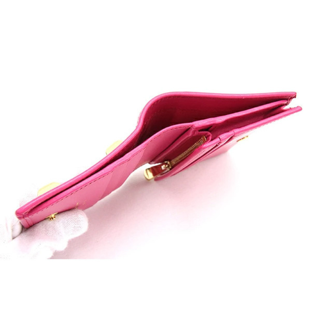 Salvatore Ferragamo Bi fold Wallet Pink Leather Compact Salvatore - Picture 3 of 9